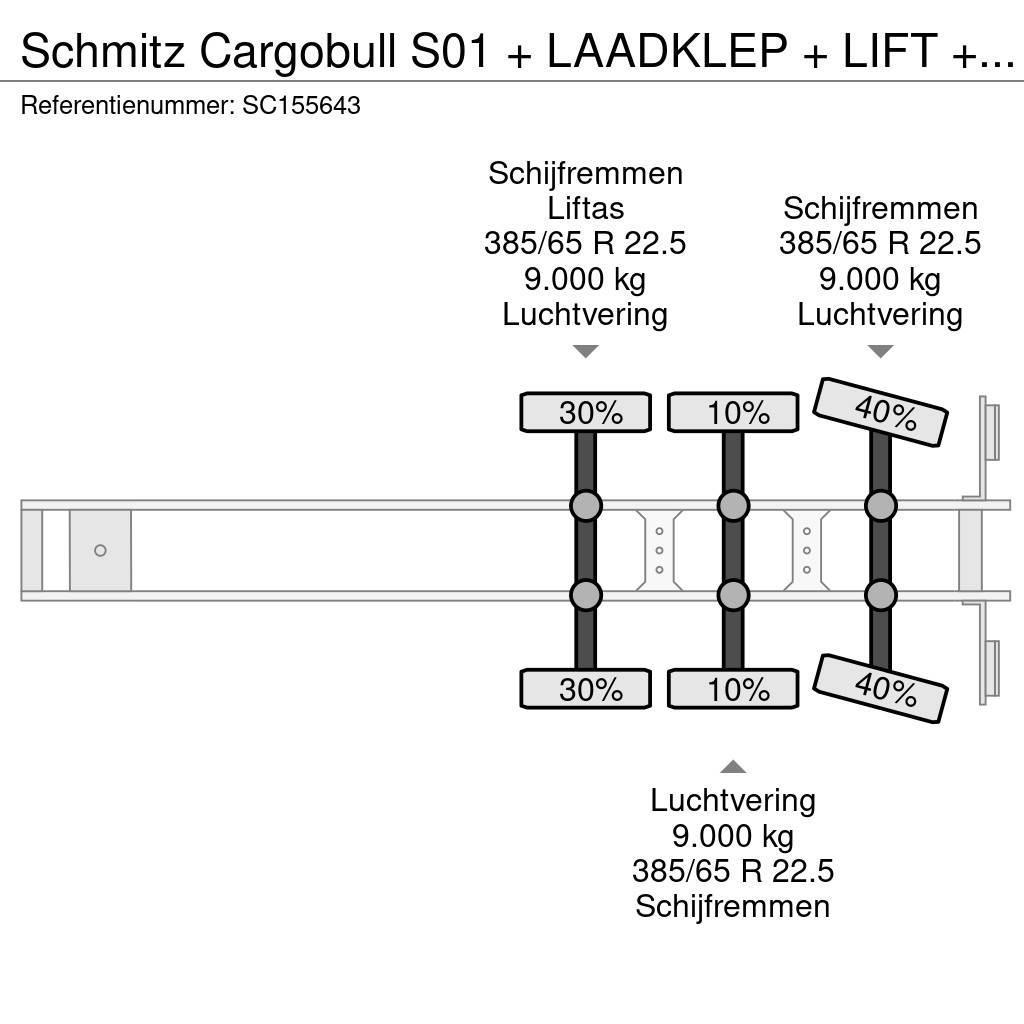 Schmitz Cargobull S01 + LAADKLEP + LIFT + STUURAS Semirremolques con caja de lona