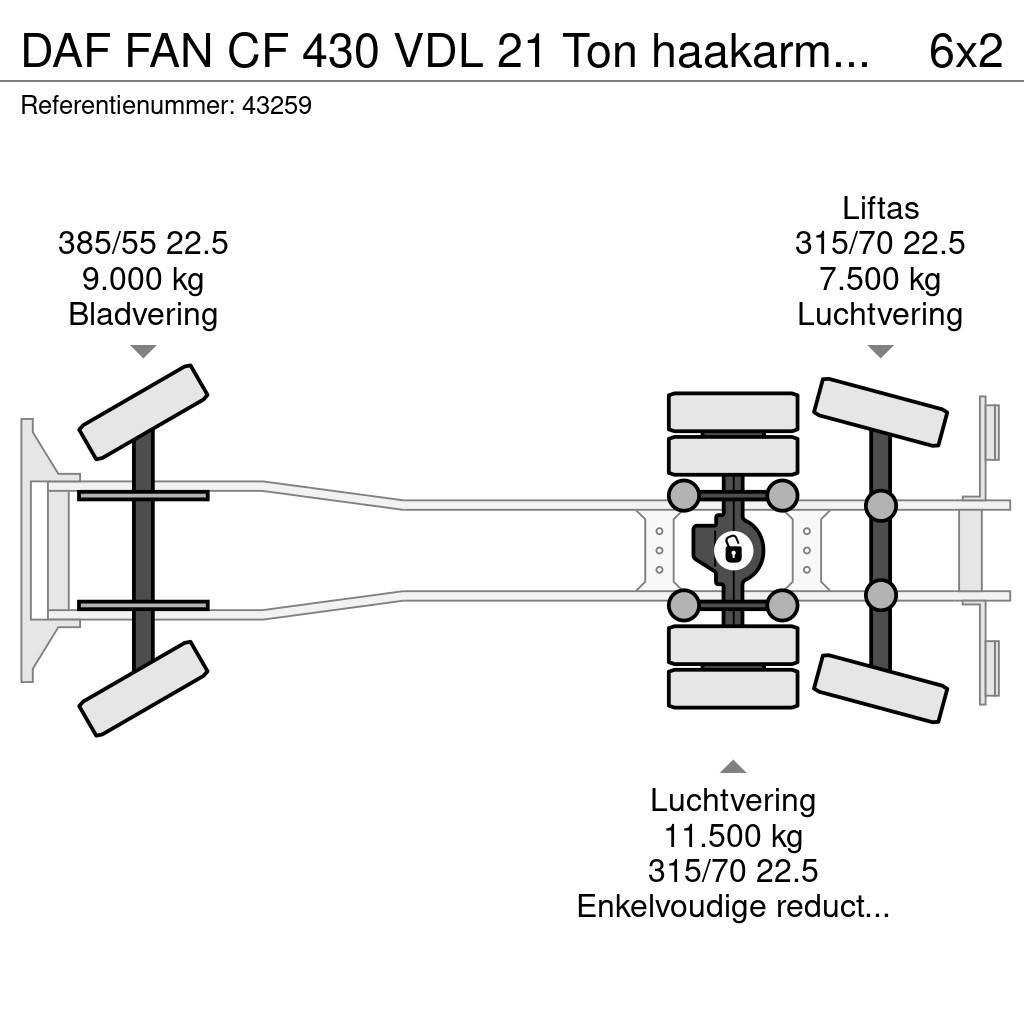 DAF FAN CF 430 VDL 21 Ton haakarmsysteem Camiones polibrazo