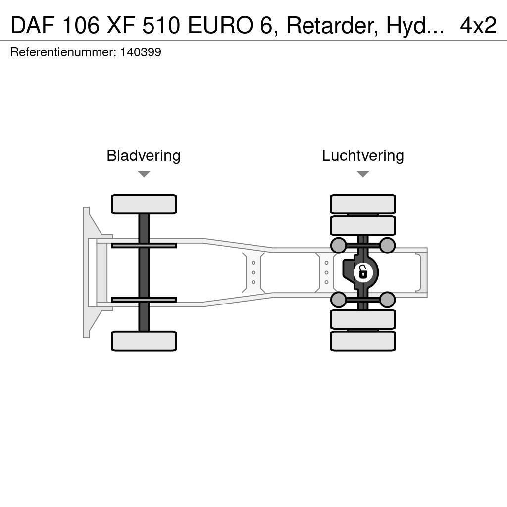 DAF 106 XF 510 EURO 6, Retarder, Hydraulic Cabezas tractoras
