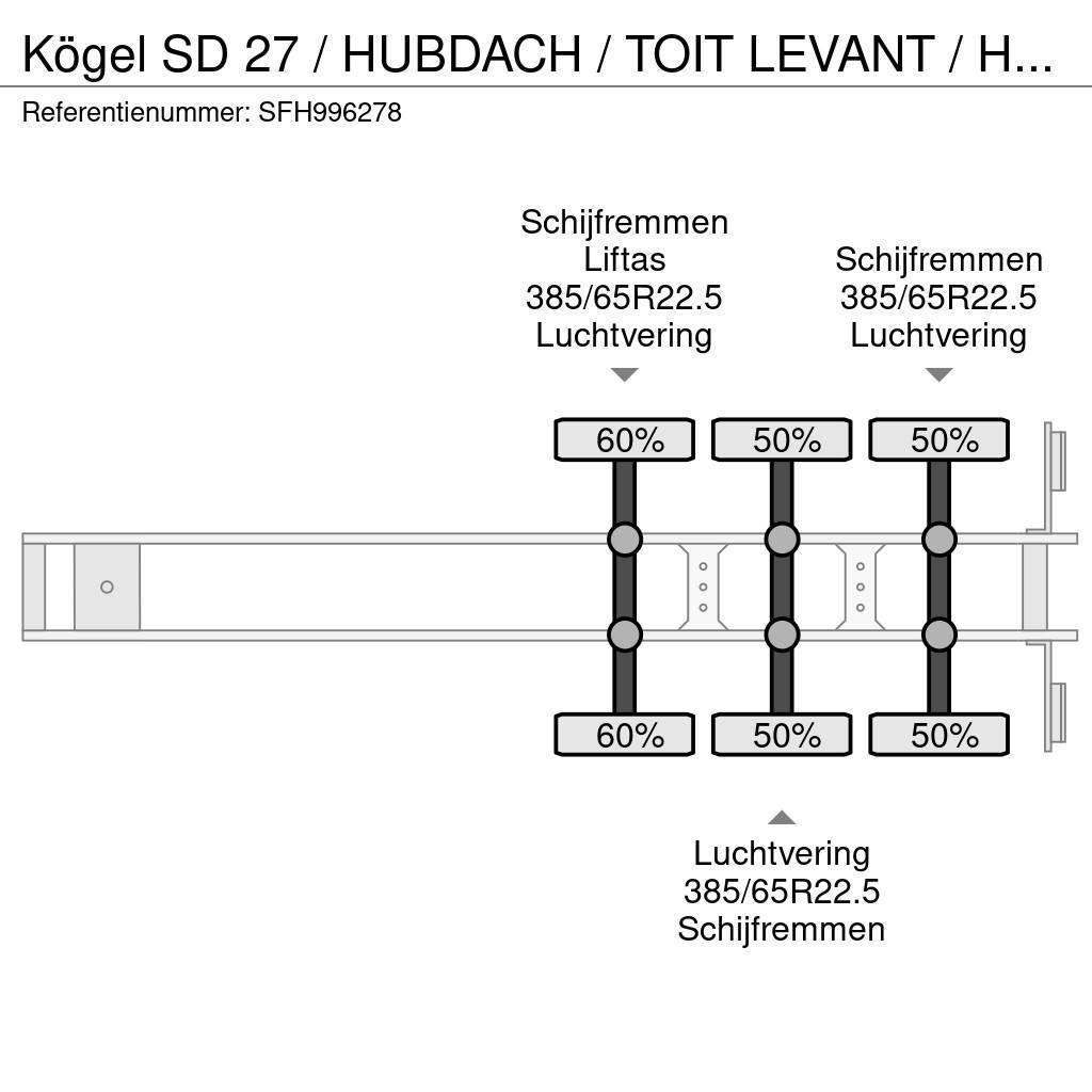 Kögel SD 27 / HUBDACH / TOIT LEVANT / HEFDAK / COIL / CO Semirremolques con caja de lona