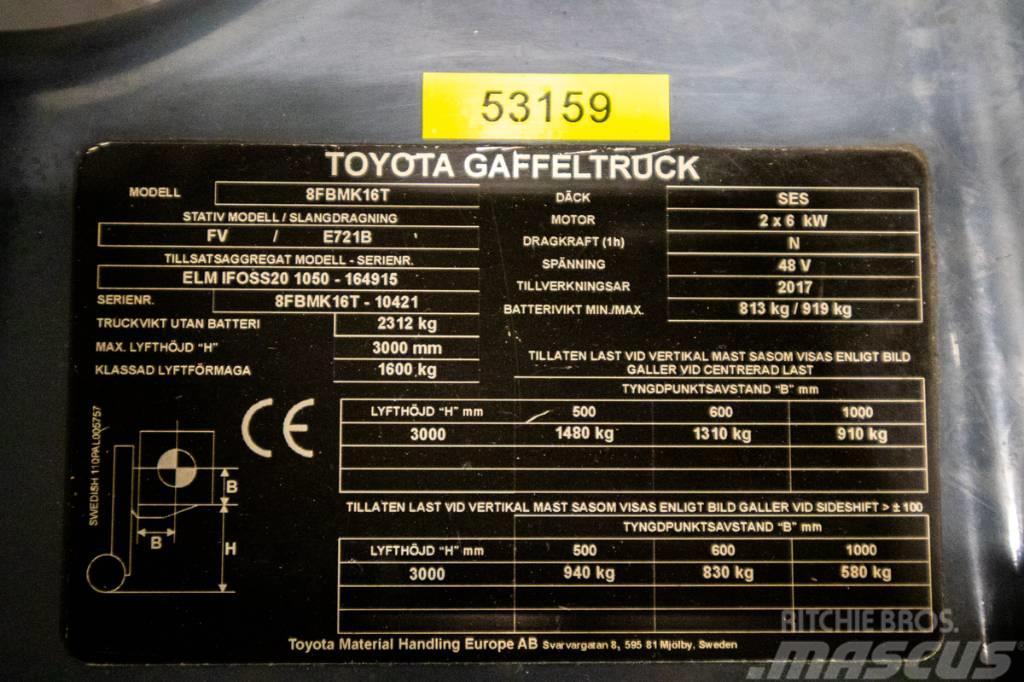 Toyota 8FBMK16T, PRISSÄNKT, motviktstruck m låga timmar Carretillas de horquilla eléctrica