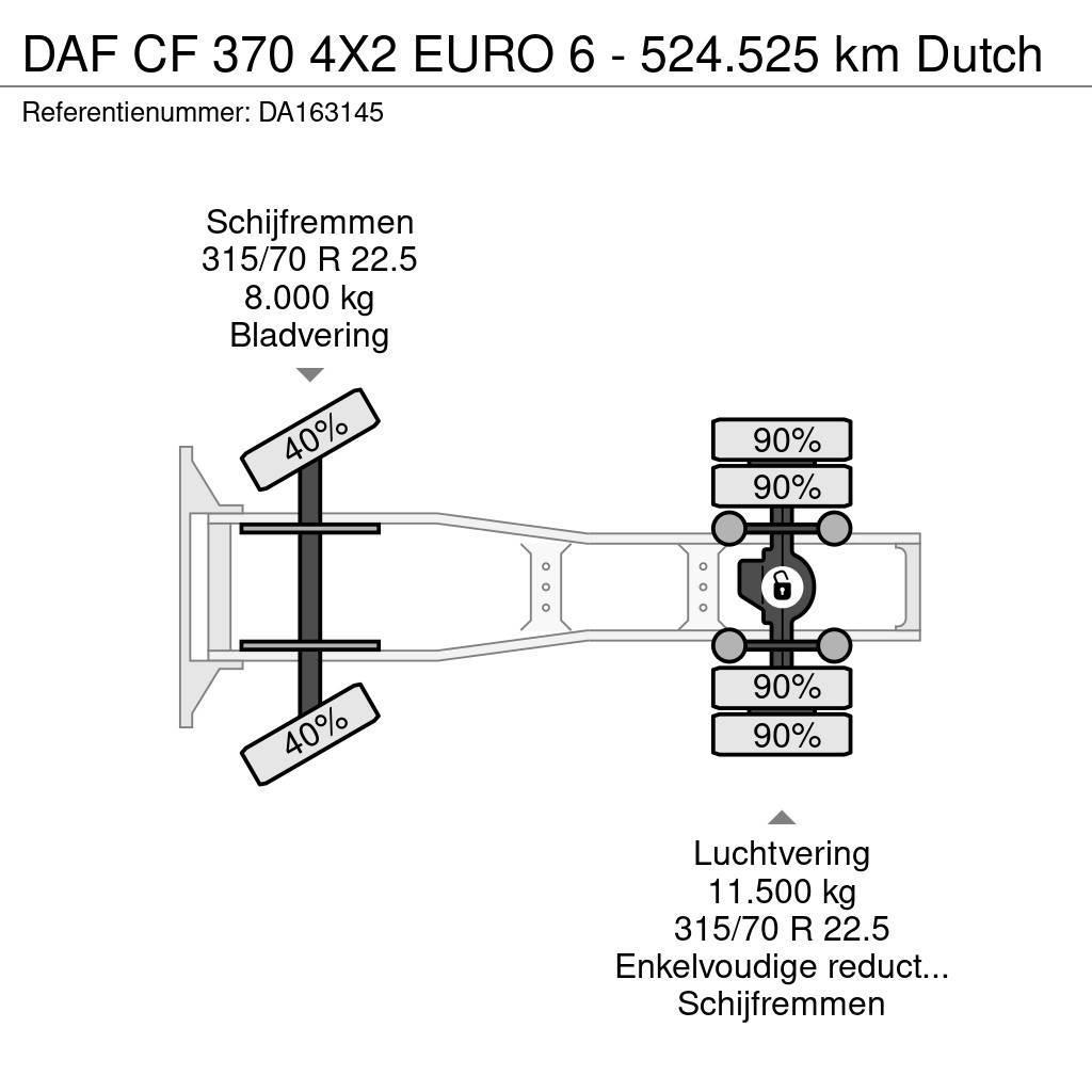 DAF CF 370 4X2 EURO 6 - 524.525 km Dutch Cabezas tractoras