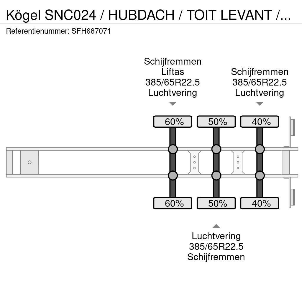 Kögel SNC024 / HUBDACH / TOIT LEVANT / HEFDAK / LIFTAS Semirremolques con caja de lona