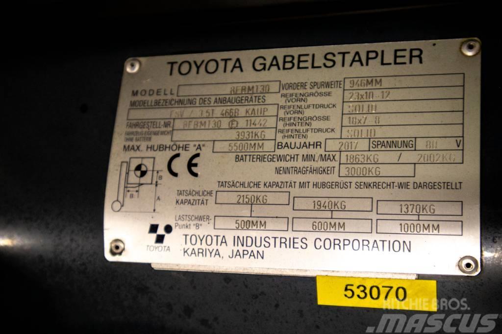 Toyota 8FBMT30, motviktstruck med 5,5 meters lyfthöjd Carretillas de horquilla eléctrica