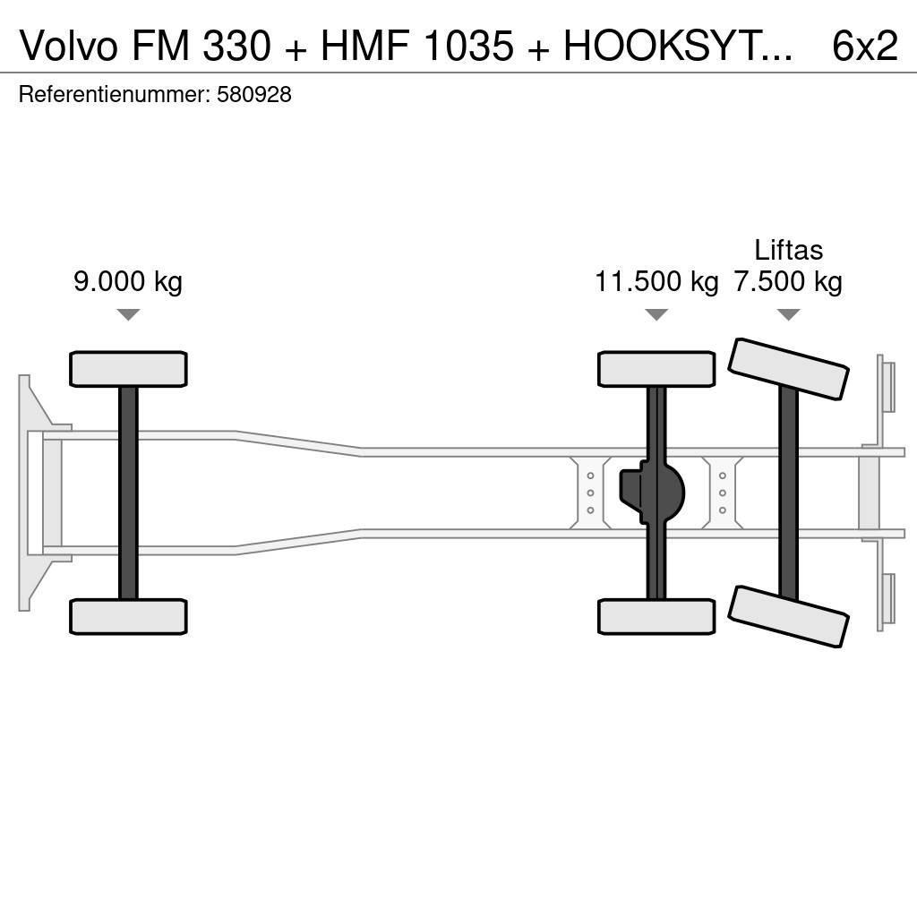 Volvo FM 330 + HMF 1035 + HOOKSYTEM HYVA + EURO 5 + 6X2 Grúas todo terreno