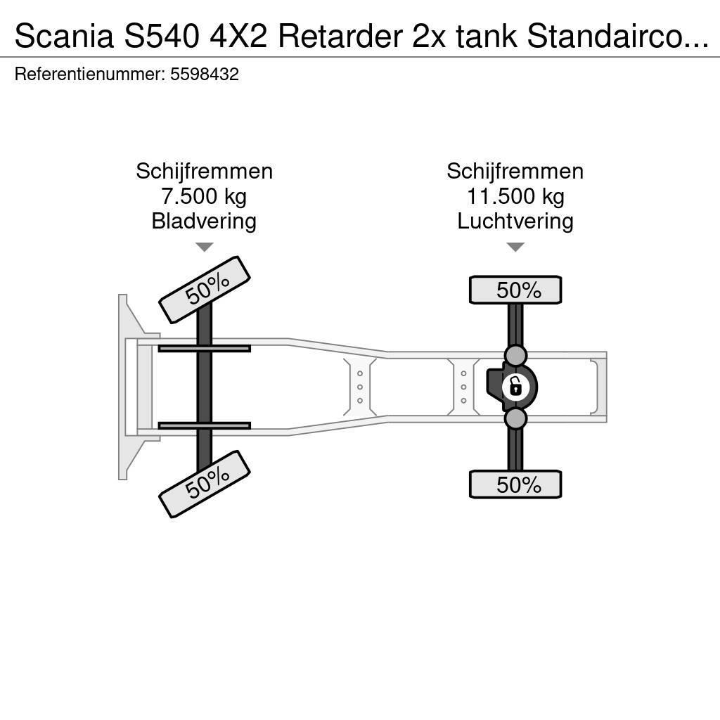 Scania S540 4X2 Retarder 2x tank Standairco LED German tr Cabezas tractoras