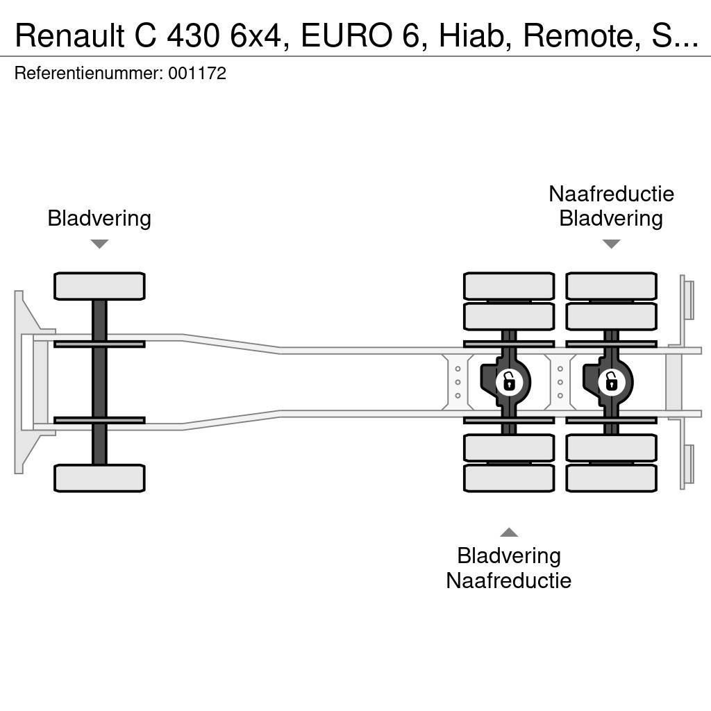 Renault C 430 6x4, EURO 6, Hiab, Remote, Steel suspension Camiones plataforma