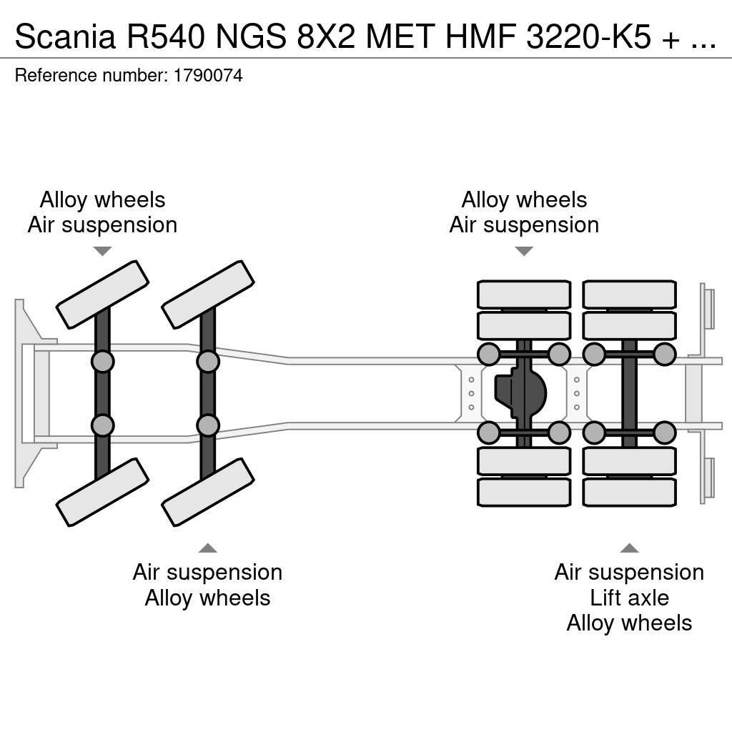 Scania R540 NGS 8X2 MET HMF 3220-K5 + JIB FJ1000-K4 KRAAN Camiones grúa