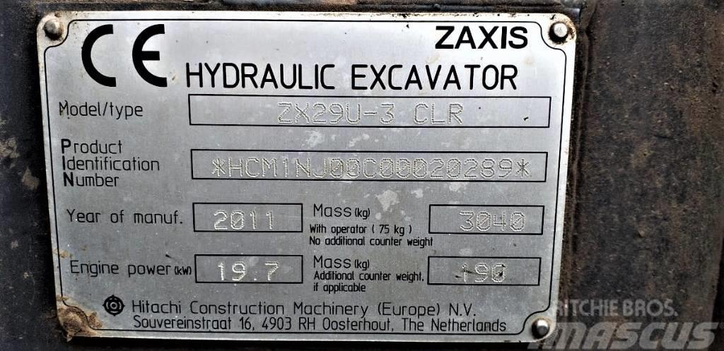 Minikoparka gąsienicowa HITACHI ZX 29 U-3 CLR Mini excavadoras < 7t