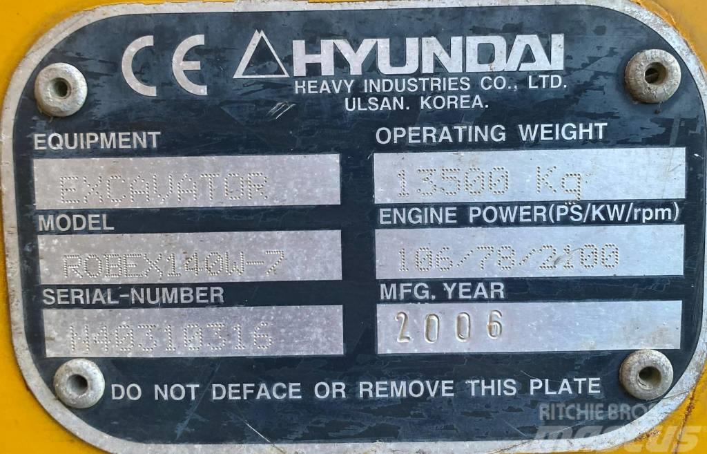 Hyundai Robex 140 W7 Excavadoras de ruedas