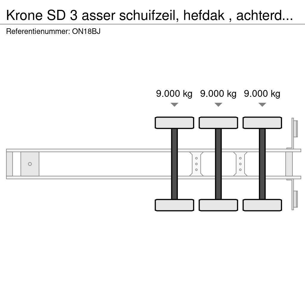 Krone SD 3 asser schuifzeil, hefdak , achterdeuren, 5 st Semirremolques con caja de lona