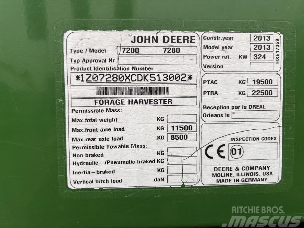John Deere 7280 + 630B graspickup Picadoras de forraje autopropulsadas