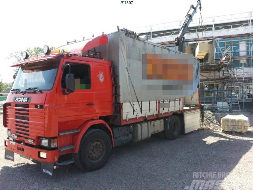 Scania 143M w/ rear mounted Hiab 105-3 crane from 1996 Camiones grúa