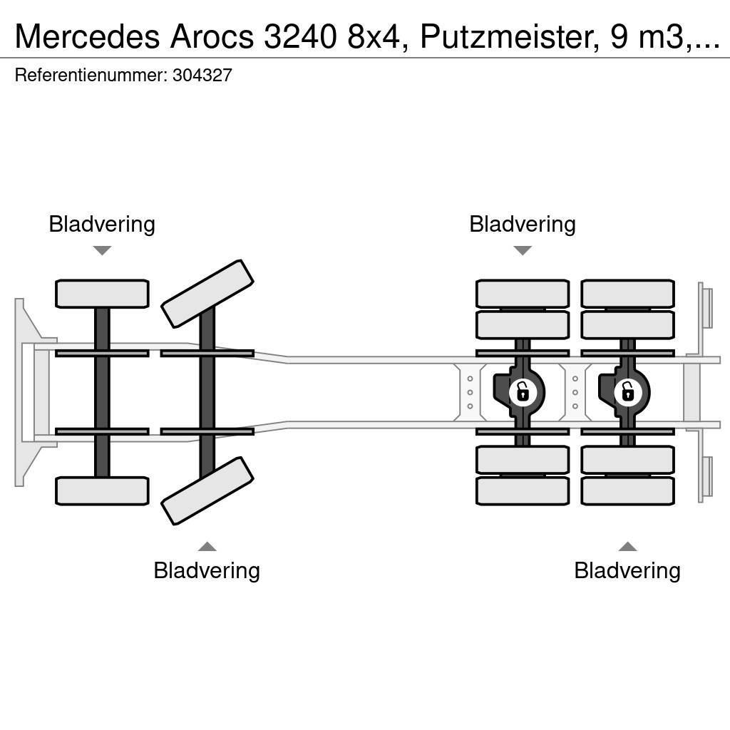 Mercedes-Benz Arocs 3240 8x4, Putzmeister, 9 m3, EURO 6 Camiones hormigonera