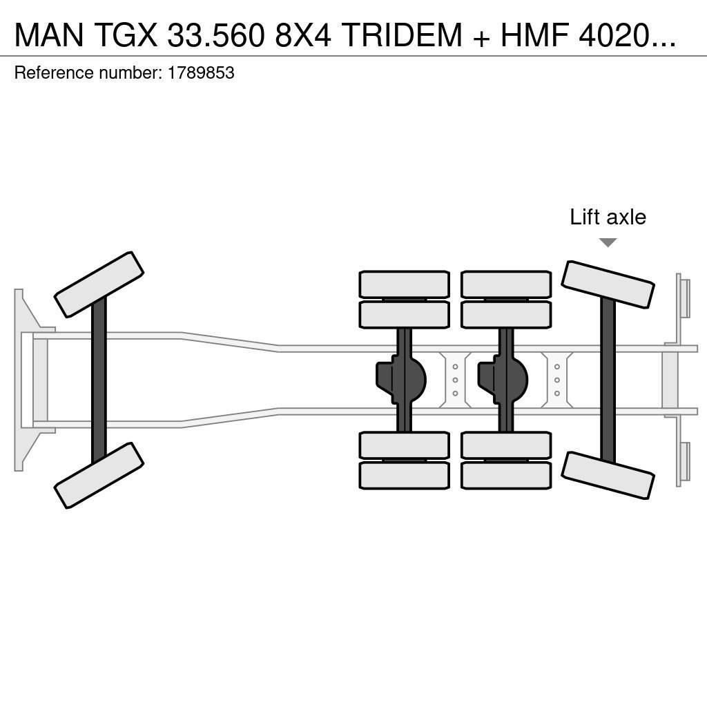 MAN TGX 33.560 8X4 TRIDEM + HMF 4020-K8 KRAAN/KRAN/CRA Camiones grúa