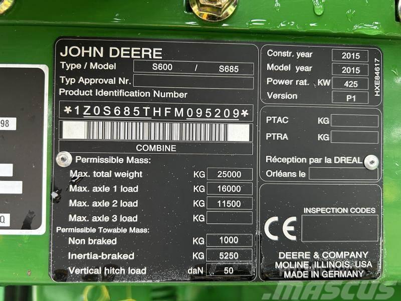 John Deere S685i Cosechadoras combinadas