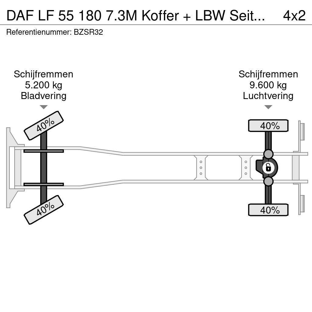 DAF LF 55 180 7.3M Koffer + LBW Seitentür APK 02-2024 Camiones caja cerrada