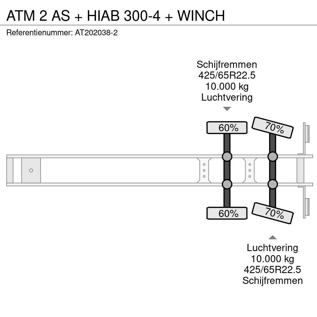 ATM 2 AS + HIAB 300-4 + WINCH Semirremolques de plataformas planas/laterales abatibles
