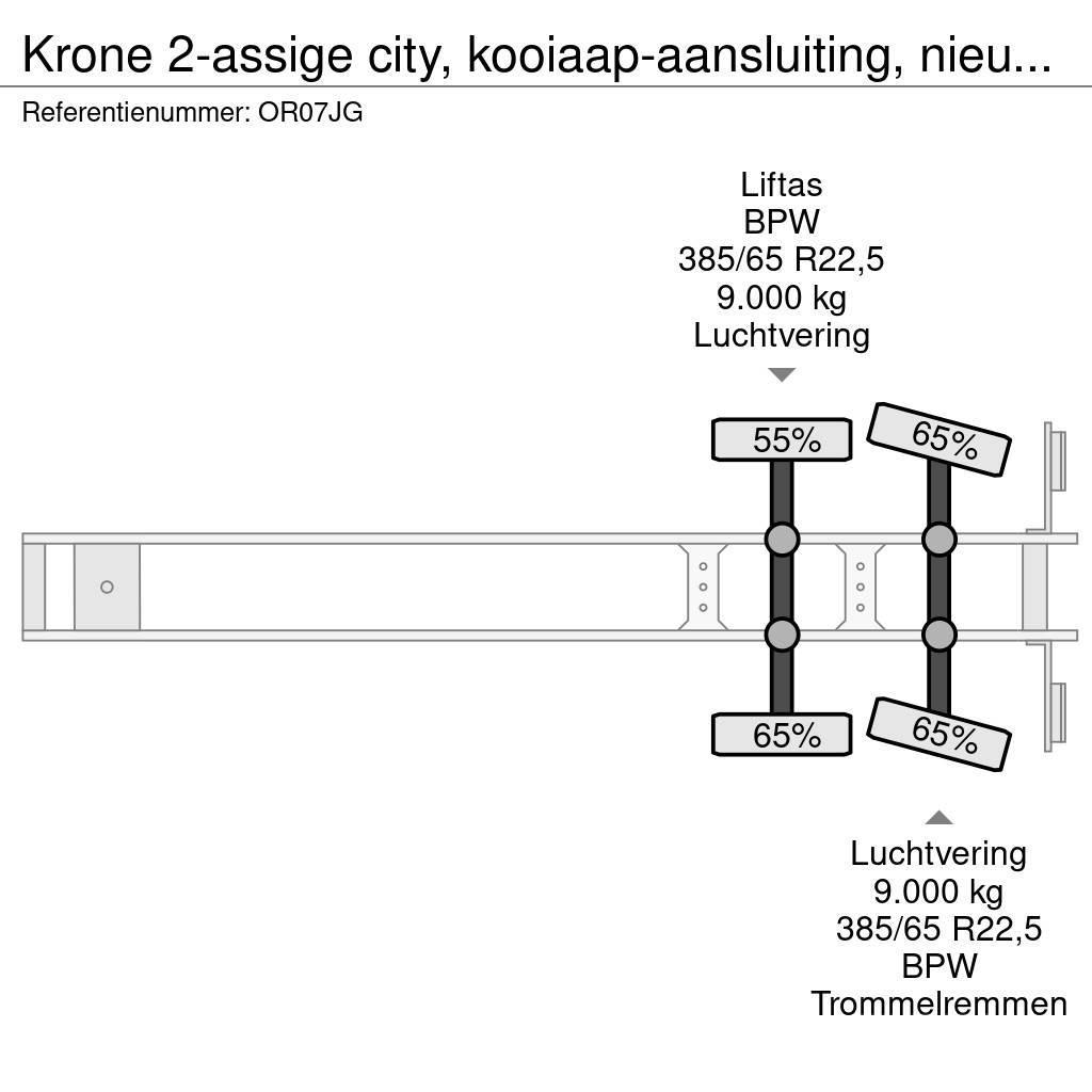 Krone 2-assige city, kooiaap-aansluiting, nieuwe zeilen, Semirremolques con caja de lona