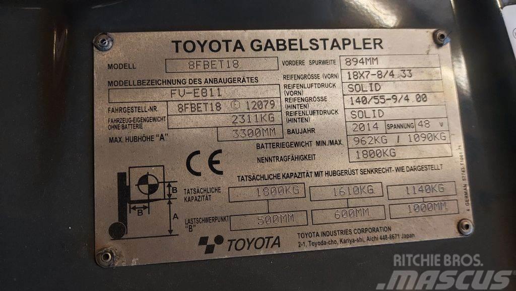 Toyota 8FBET18 // Duplex // SS // 4100 Std. Carretillas de horquilla eléctrica