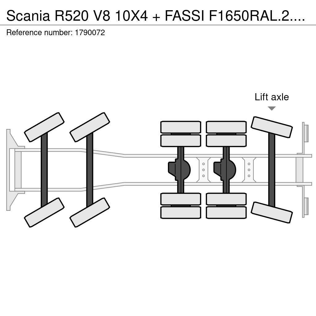Scania R520 V8 10X4 + FASSI F1650RAL.2.28 + JIB L616L KRA Camiones grúa