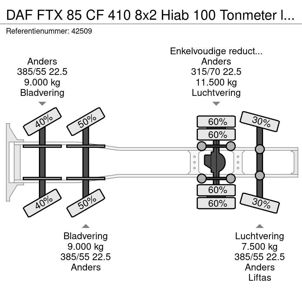 DAF FTX 85 CF 410 8x2 Hiab 100 Tonmeter laadkraan + Fl Cabezas tractoras
