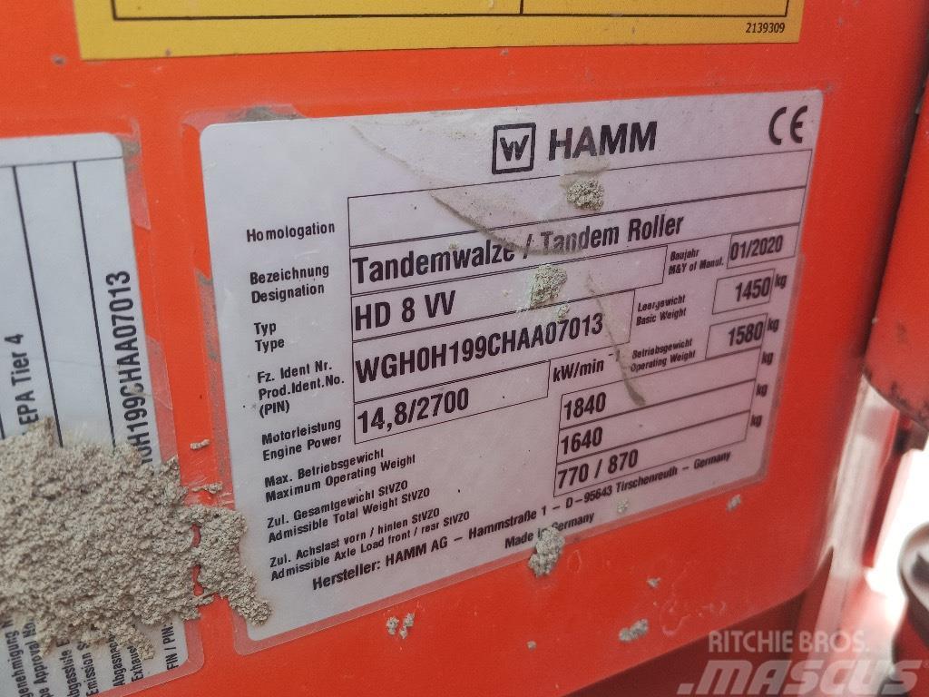 Hamm HD 8 VV Rodillos de doble tambor