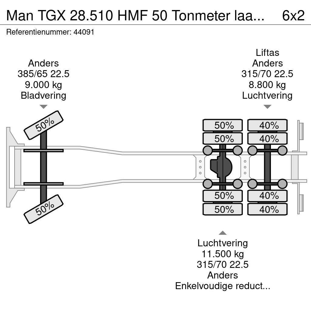 MAN TGX 28.510 HMF 50 Tonmeter laadkraan + Fly-Jib Plataformas sobre camión