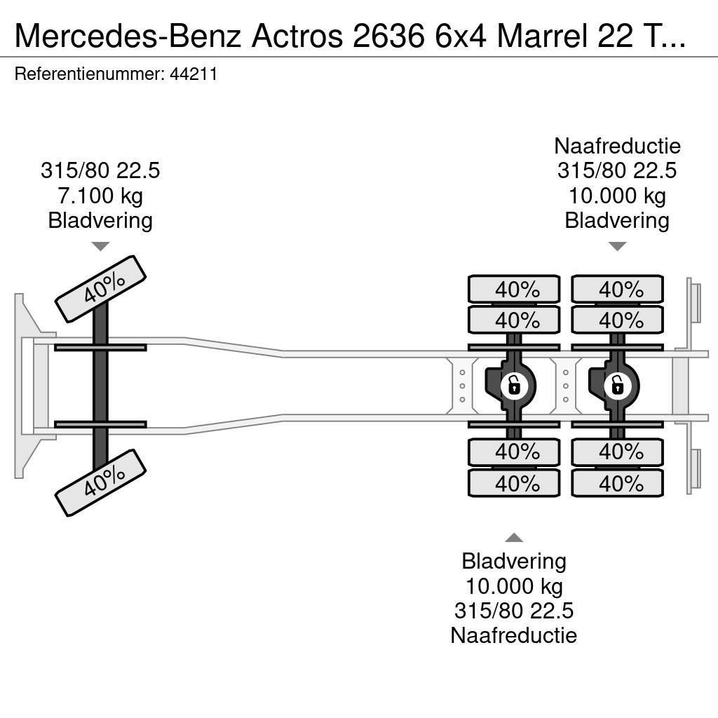 Mercedes-Benz Actros 2636 6x4 Marrel 22 Ton haakarmsysteem Manua Camiones polibrazo