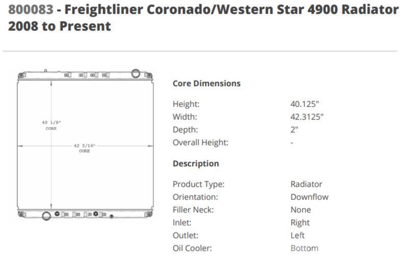 Freightliner Coronado Radiadores