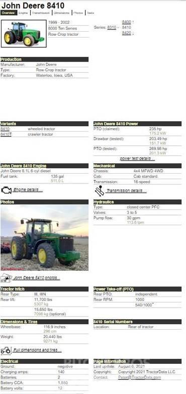 John Deere 8410 Tractores