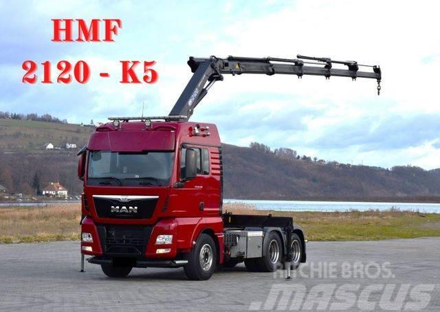 MAN TGX 28.480 Sattelzugmaschine + HMF 2120 K5/FUNK Camiones grúa