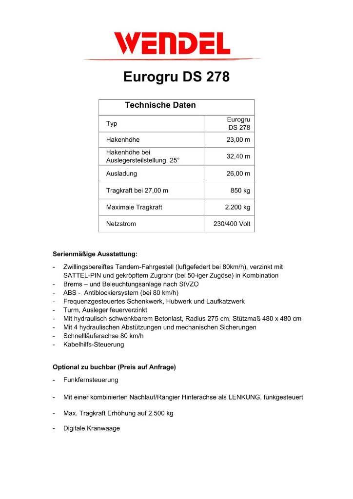 Eurogru DS 278 - Schnellbaukran Grúas automontantes