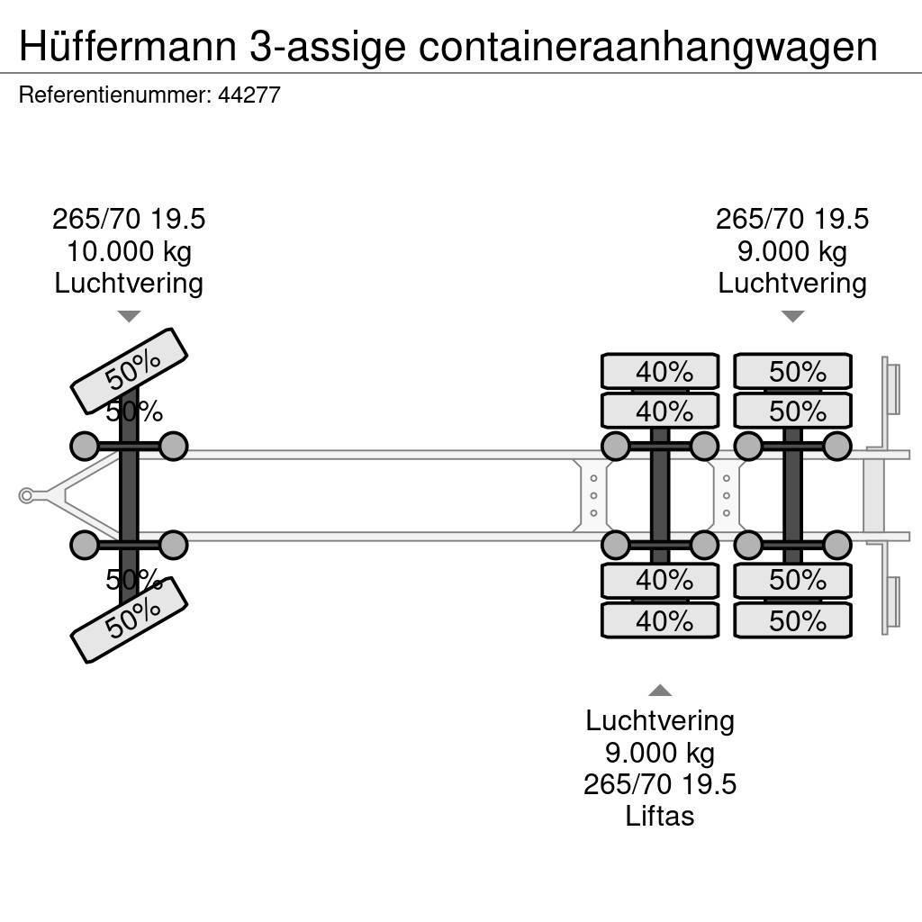 Hüffermann 3-assige containeraanhangwagen Remolques portacontenedores