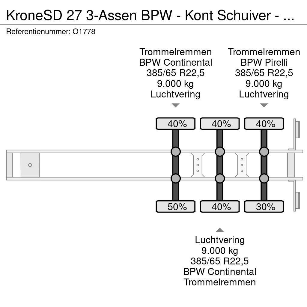 Krone SD 27 3-Assen BPW - Kont Schuiver - DrumBrakes - 5 Semirremolques portacontenedores