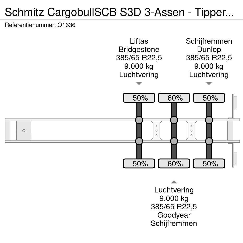 Schmitz Cargobull SCB S3D 3-Assen - Tipper 46m³ - Steel/Steel - Lift Semirremolques bañera