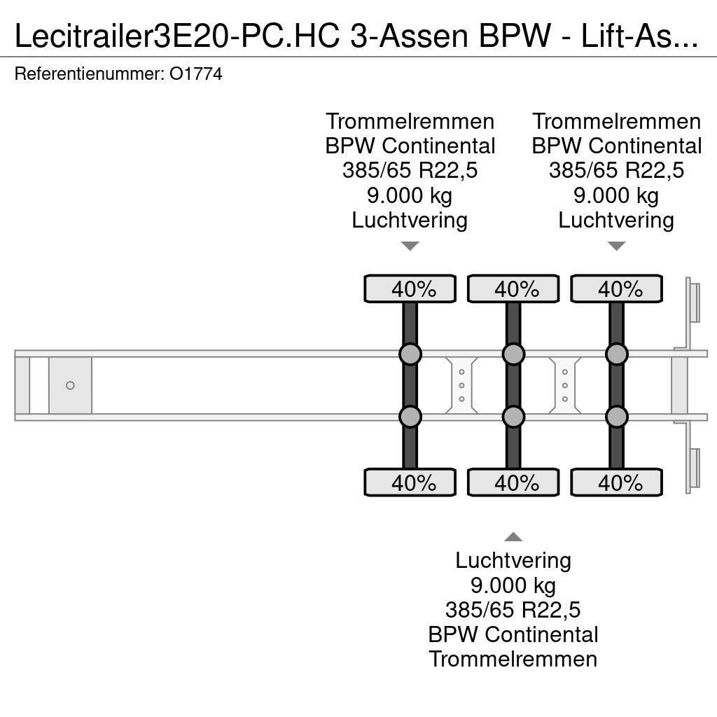Lecitrailer 3E20-PC.HC 3-Assen BPW - Lift-As - 4800kg - 1x 20F Semirremolques portacontenedores