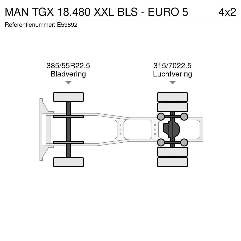MAN TGX 18.480 XXL BLS - EURO 5 Cabezas tractoras