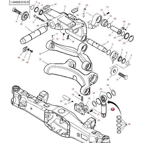 Massey Ferguson 8727 Front axle shock absorber cylinder 7700160101 Chasis y suspención