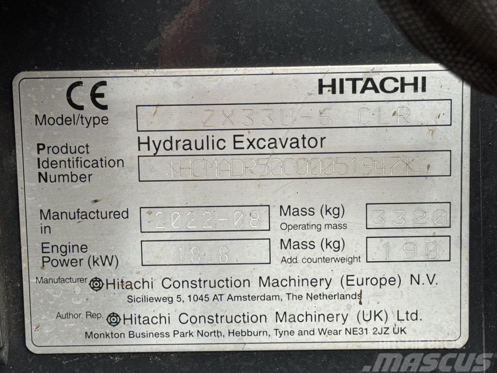 Hitachi ZX 33 U-6 Mini excavadoras < 7t
