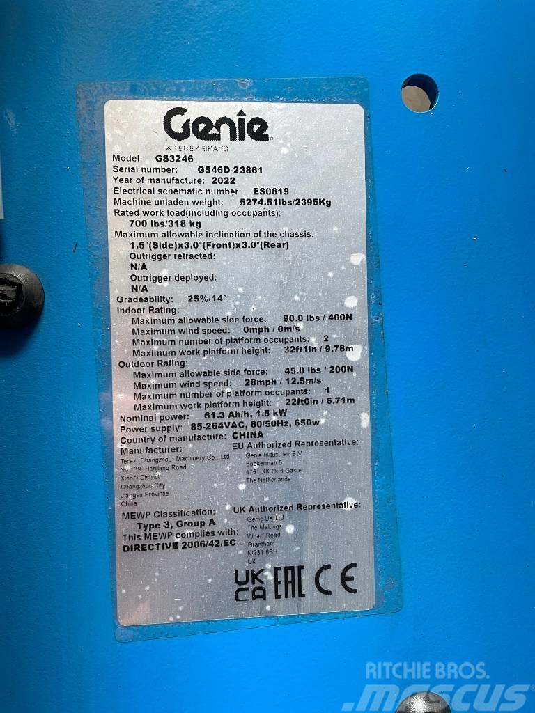 Genie GS 3246 E-DRIVE, ELECTRIC, 12M, NEW, WARRANTY Plataformas tijera