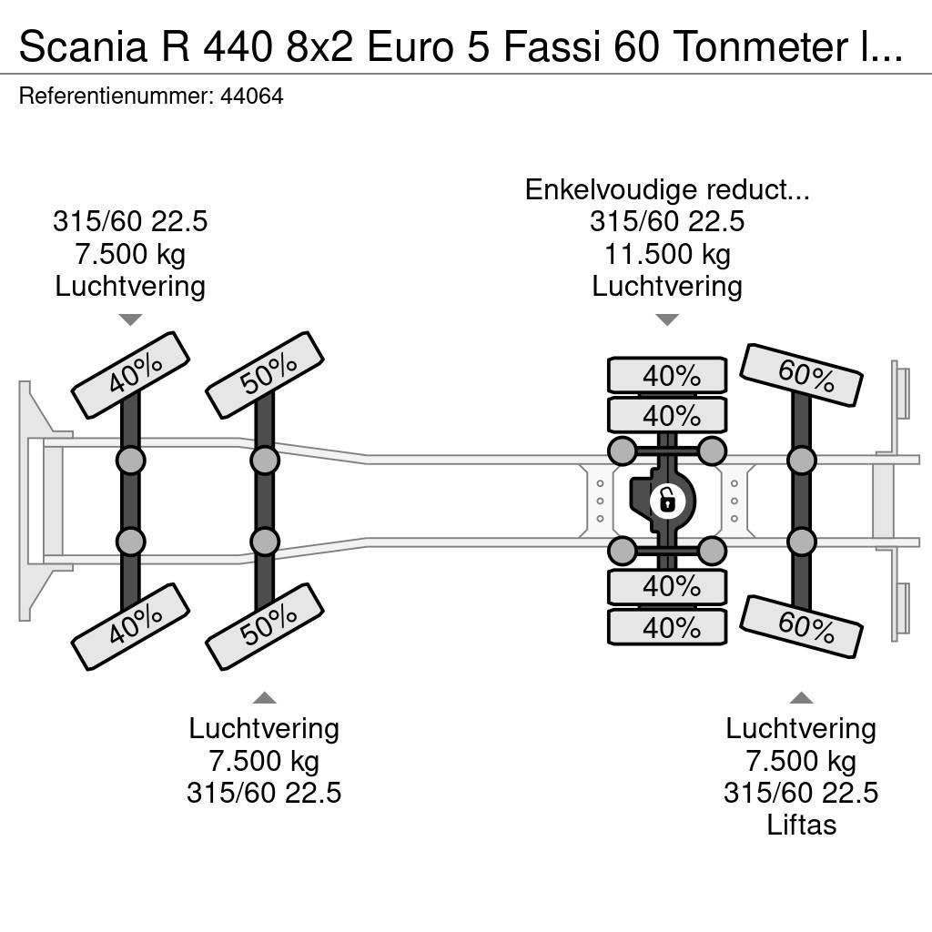 Scania R 440 8x2 Euro 5 Fassi 60 Tonmeter laadkraan Grúas todo terreno
