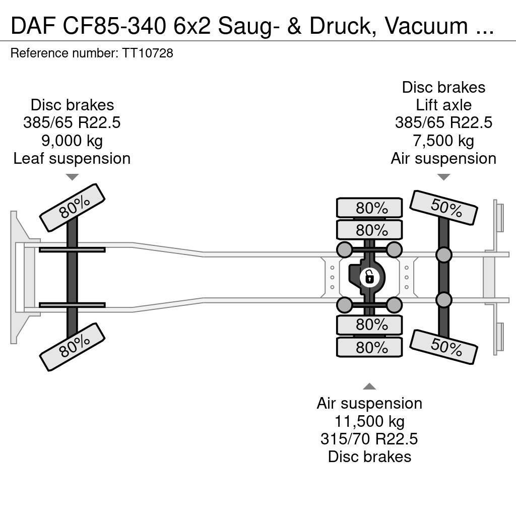 DAF CF85-340 6x2 Saug- & Druck, Vacuum 15.5 M3 NO Pump Camiones cisterna