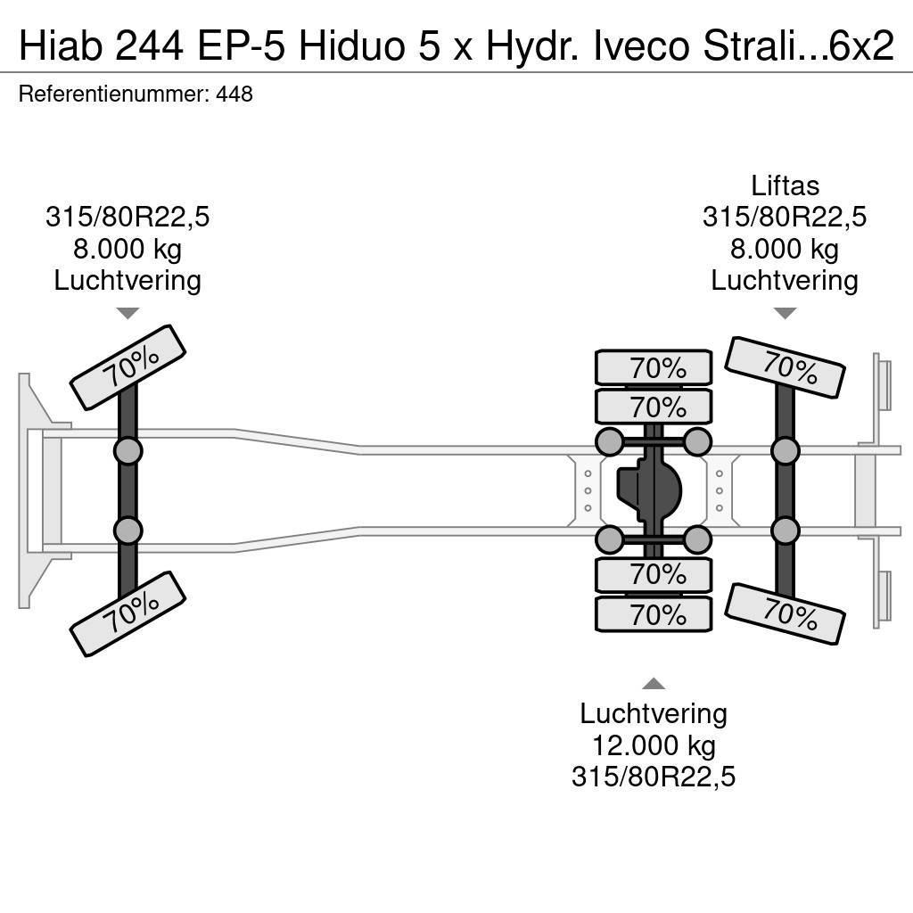 Hiab 244 EP-5 Hiduo 5 x Hydr. Iveco Stralis 420 6x2 Eur Grúas todo terreno
