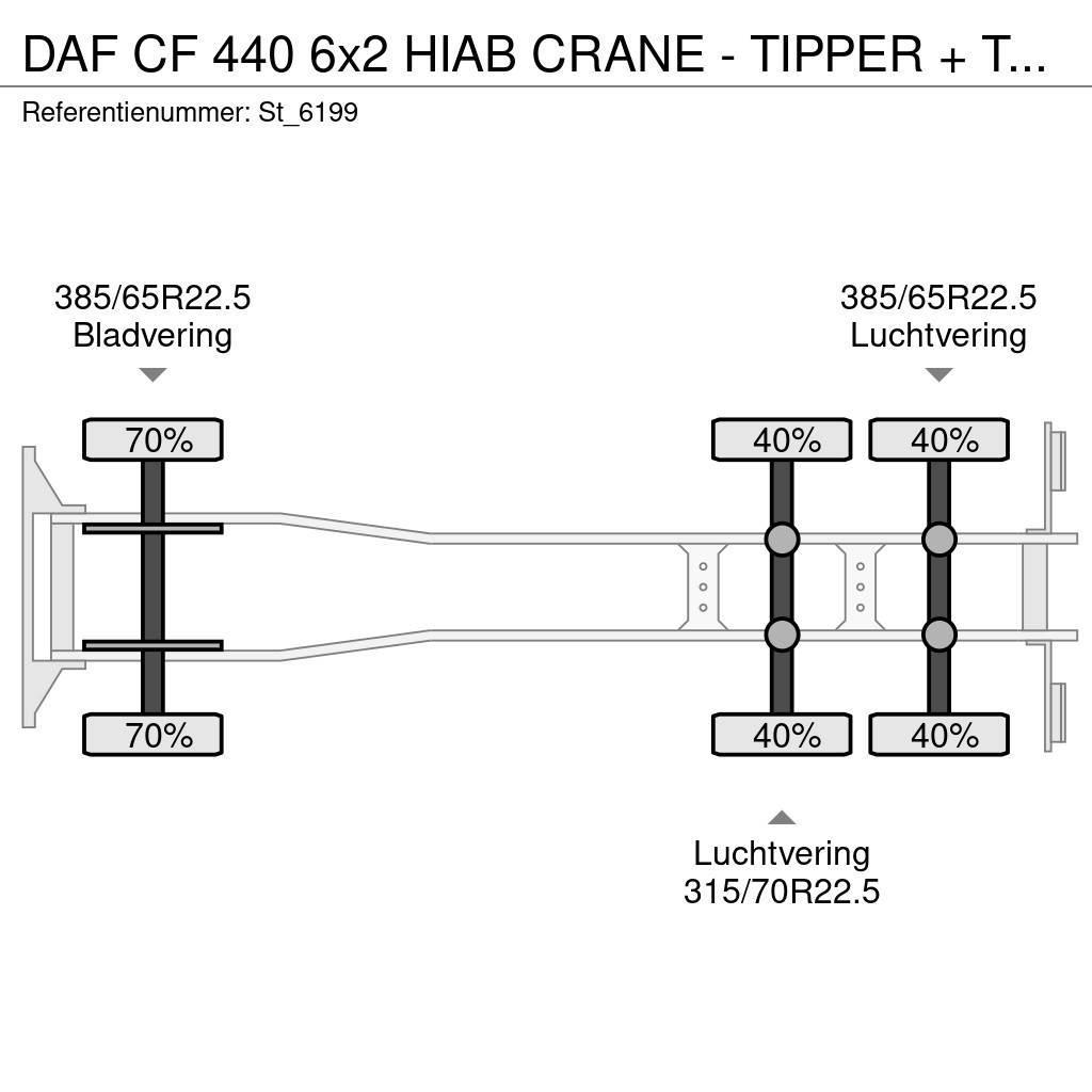 DAF CF 440 6x2 HIAB CRANE - TIPPER + TIPPER TRAILER Camiones grúa
