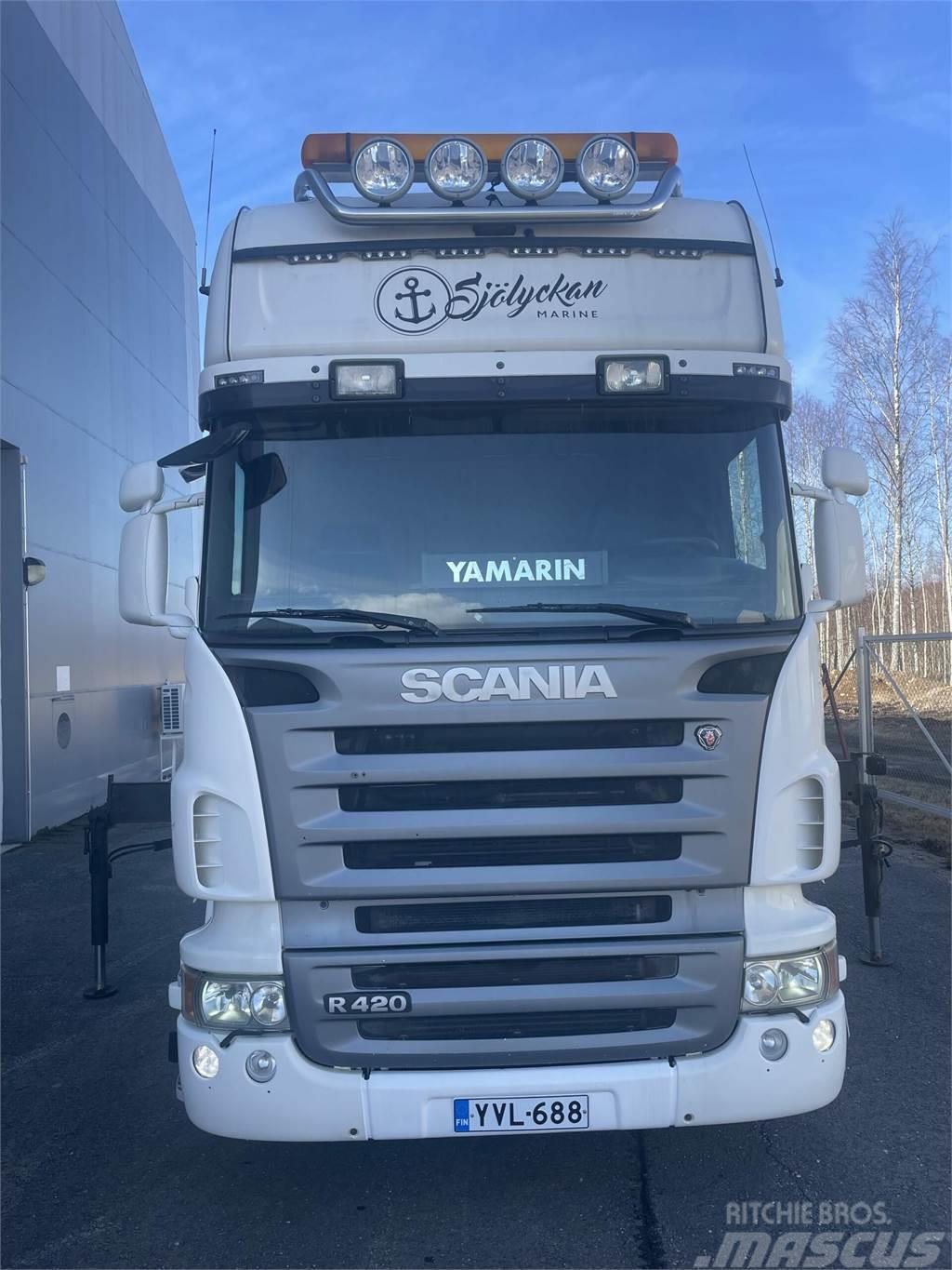 Scania R 420 4x2-3700 Topline + PM 12.5 S nosturi radioll Camiones grúa