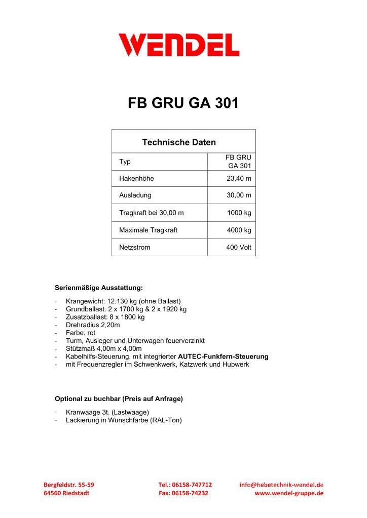 FB GRU GA 301 - Turmdrehkran - Baukran - Kran Grúas torre