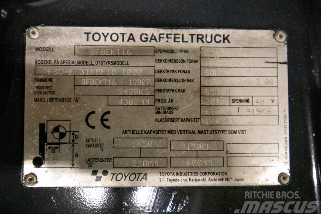 Toyota 8FBEKT16, välutrustad motviktstruck m nytt batteri Carretillas de horquilla eléctrica