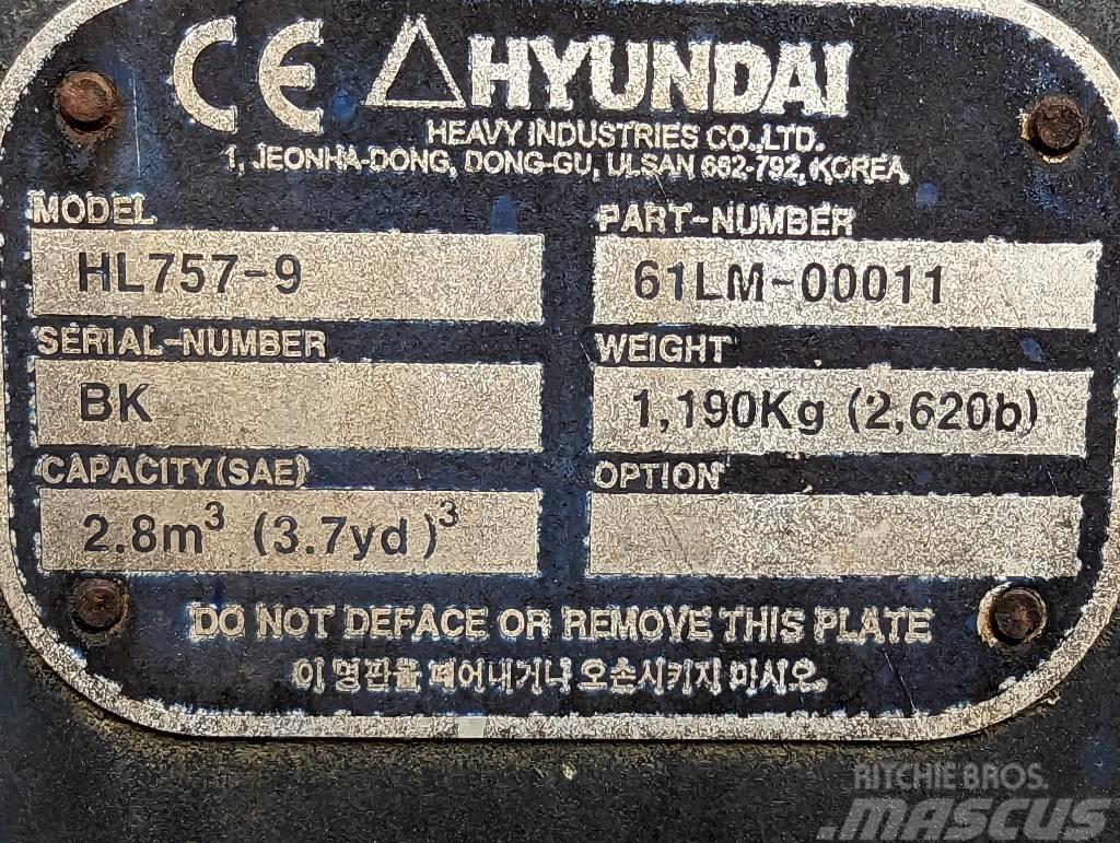Hyundai WLoader Bucket HL 757-9 Otros componentes