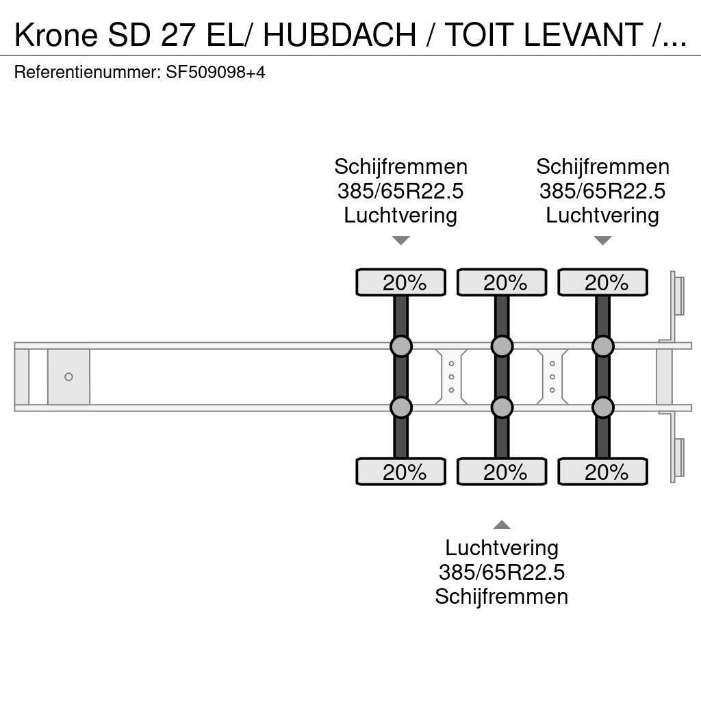 Krone SD 27 EL/ HUBDACH / TOIT LEVANT / HEFDAK / COIL / Semirremolques con caja de lona